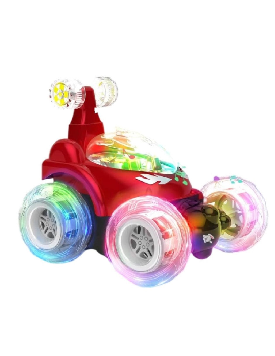 Carro R/c Stunt Car Bailarín Acrobacias Luces Y Música 360° Rojo.