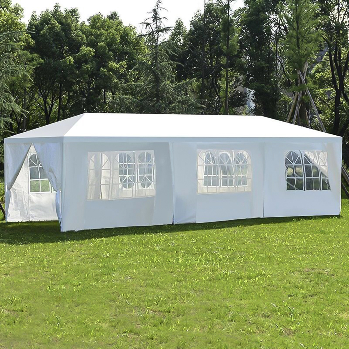 Ilios Innova Toldo plegable para exteriores 3x9 m Toldo con estructura Techo Lona Impermeable Laterales Puertas y Ventanas Fácil de Montar con Materiales resistentes y de A. Recomendado para Eventos al aire libre. 