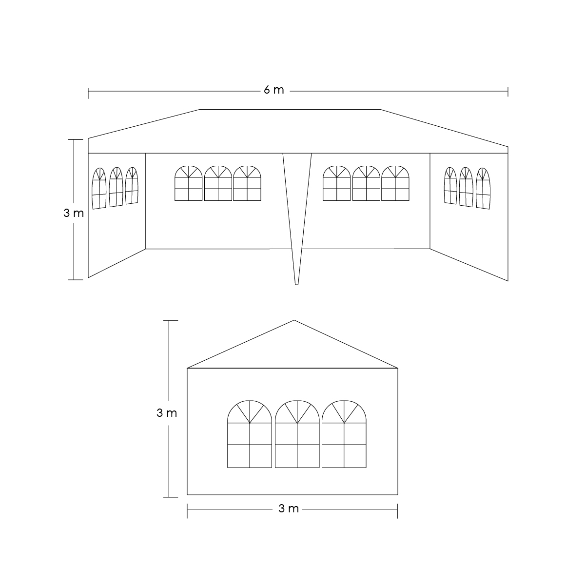 Ilios Innova Toldo plegable para exteriores 3x6 m Toldo con estructura Techo Lona Impermeable Laterales Puertas y Ventanas Fácil de Montar con Materiales resistentes
