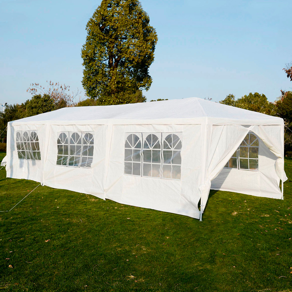Ilios Innova Toldo plegable para exteriores 3x9 m Toldo con estructura Techo Lona Impermeable Laterales Puertas y Ventanas Fácil de Montar con Materiales resistentes y de A. Recomendado para Eventos al aire libre. 