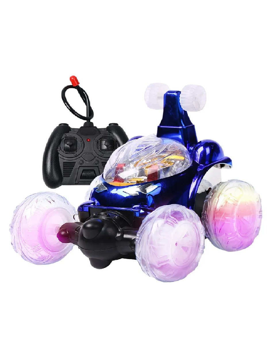 Carro R/c Stunt Car Bailarín Acrobacias Luces Y Música 360°Azul.