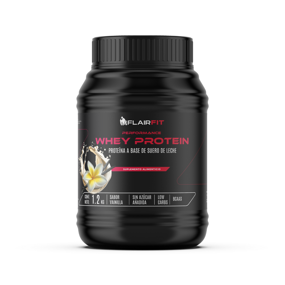 Flairfit® Whey Protein, Proteína Suero De Leche, Low Carbs 1.2 Kg, Sabor Vainilla.