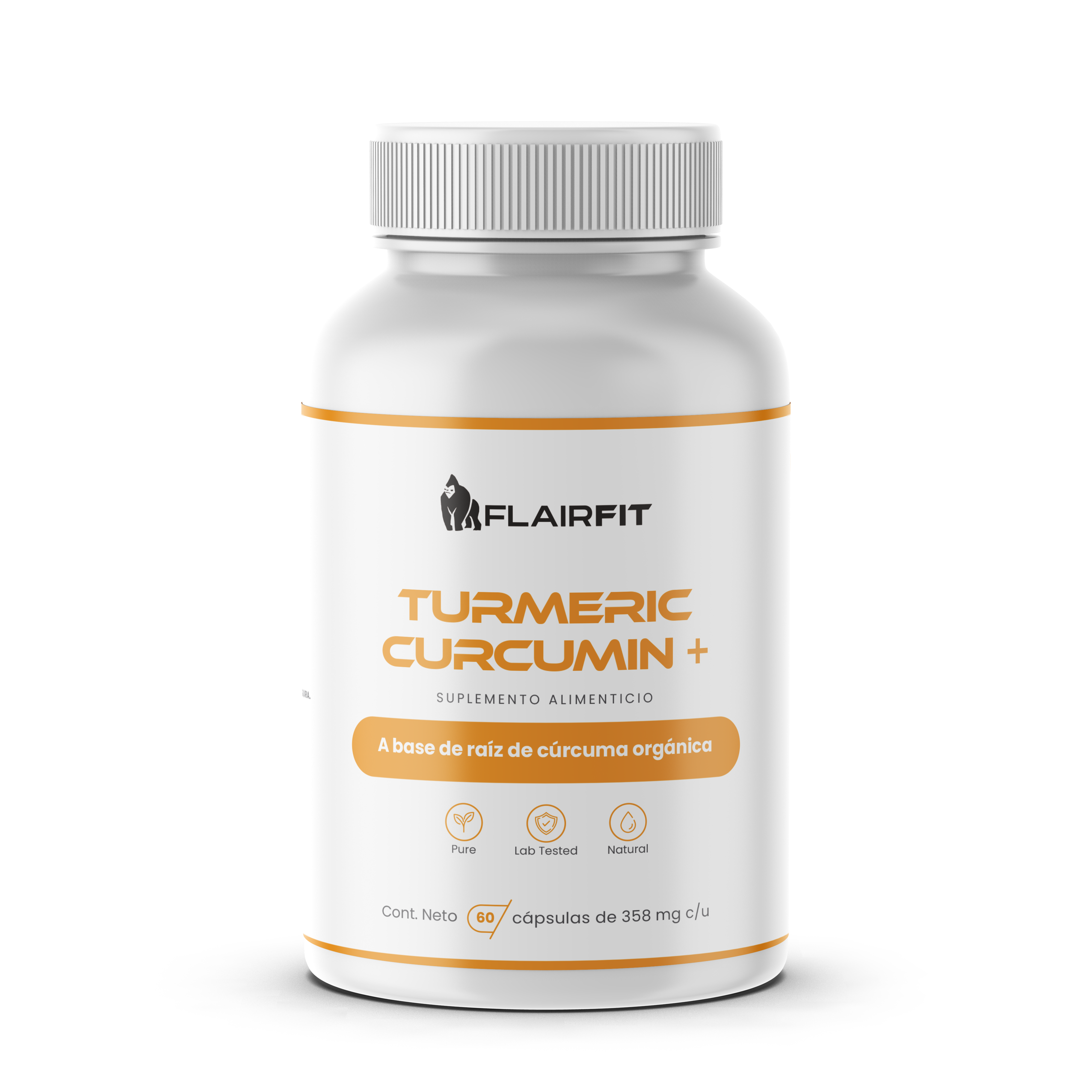 Suplemento En Cápsulas Flairfit® Formulación Premium Extracto Premium Turmeric Cúrcuma, Antioxidante, 60 Cápsulas.