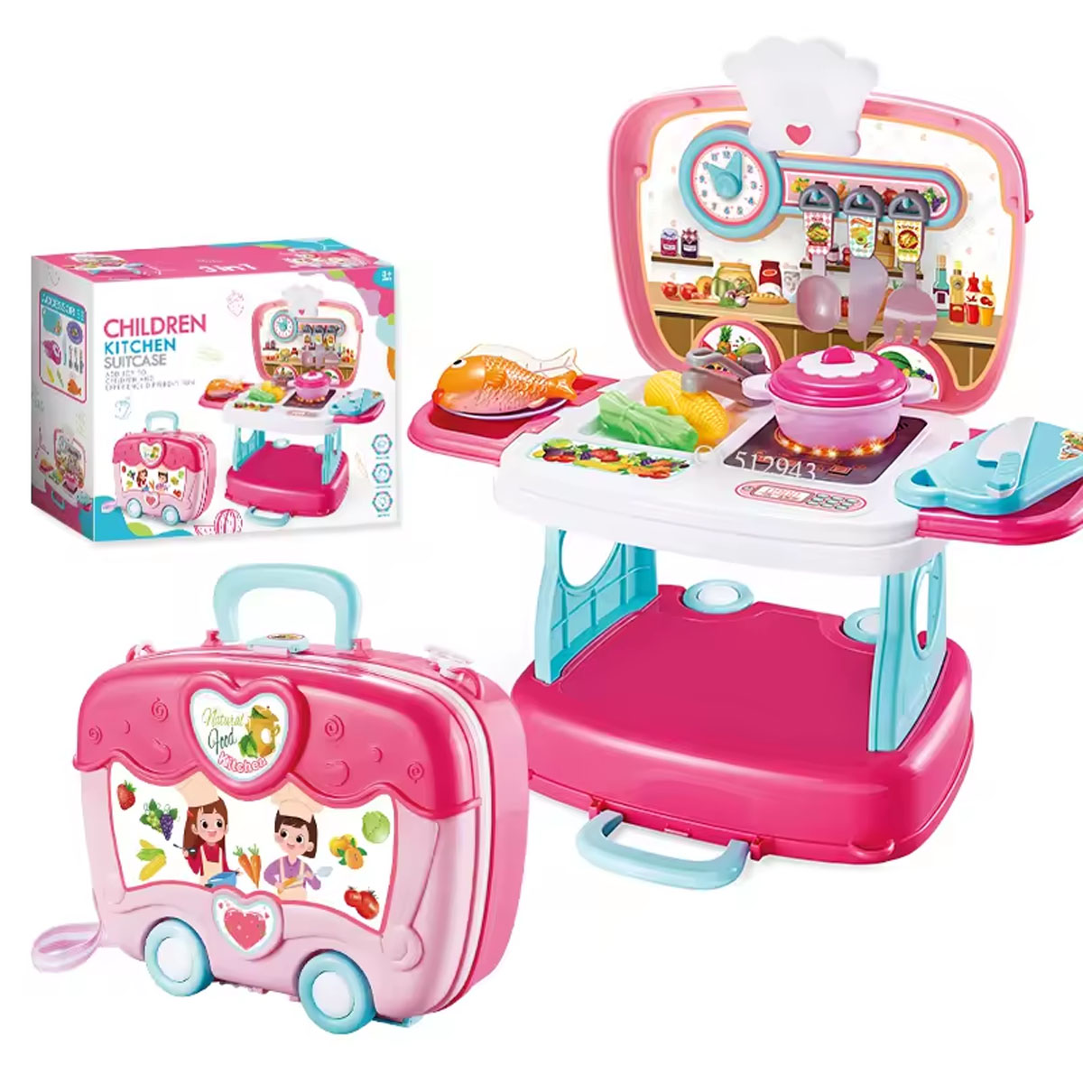 Maletin de Cocina 3en1 26 Piezas Rosa