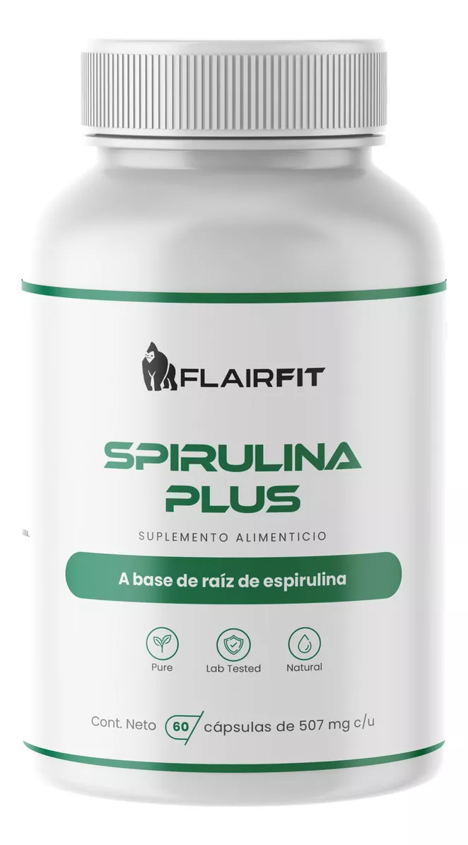 Suplemento Premium Flairfit® Alga de Spirulina Plus, Espirulina, 60 Cápsulas