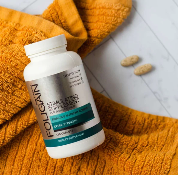 Foligain Suplemento 120 Pastillas para el Recrecimiento de Cabello en Hombres y Mujeres.