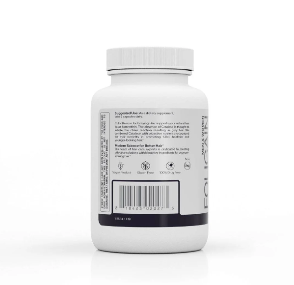 Foligain color rescue anti canas 60 capsulas para mejorar el aspecto del cabello canoso.