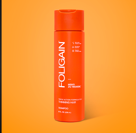 Foligain Shampoo con 2% Triodixil para el Recrecimiento del Cabello en Hombres.