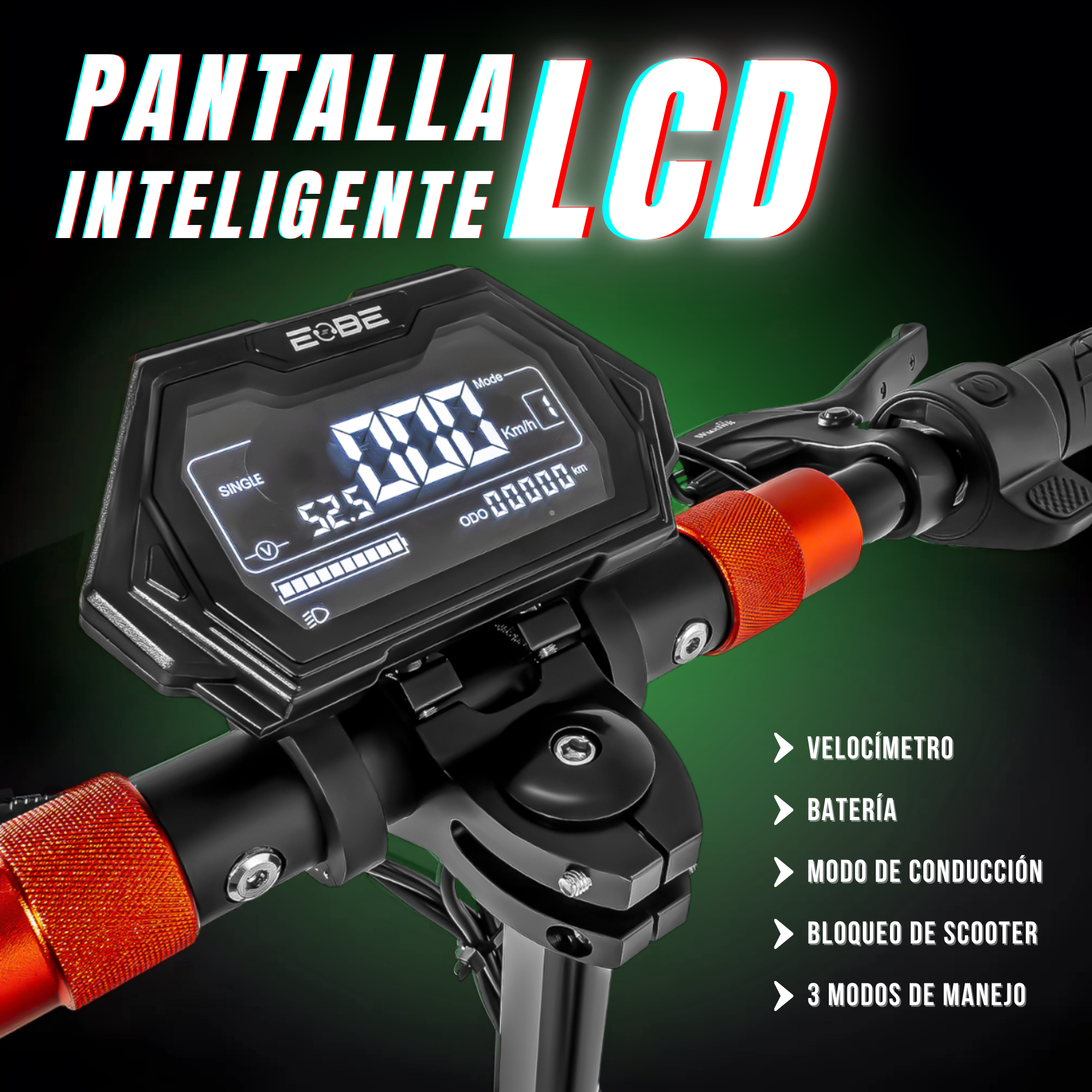 Scooter Electrico Plegable e-Be Asiento Vel 50km/h Luz Led 600 W