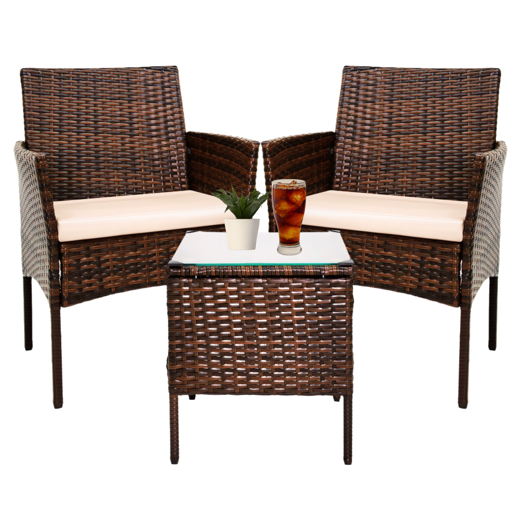 Sala Café Para Exterior Jardin Patio Terraza 3 Pzs + Cojines