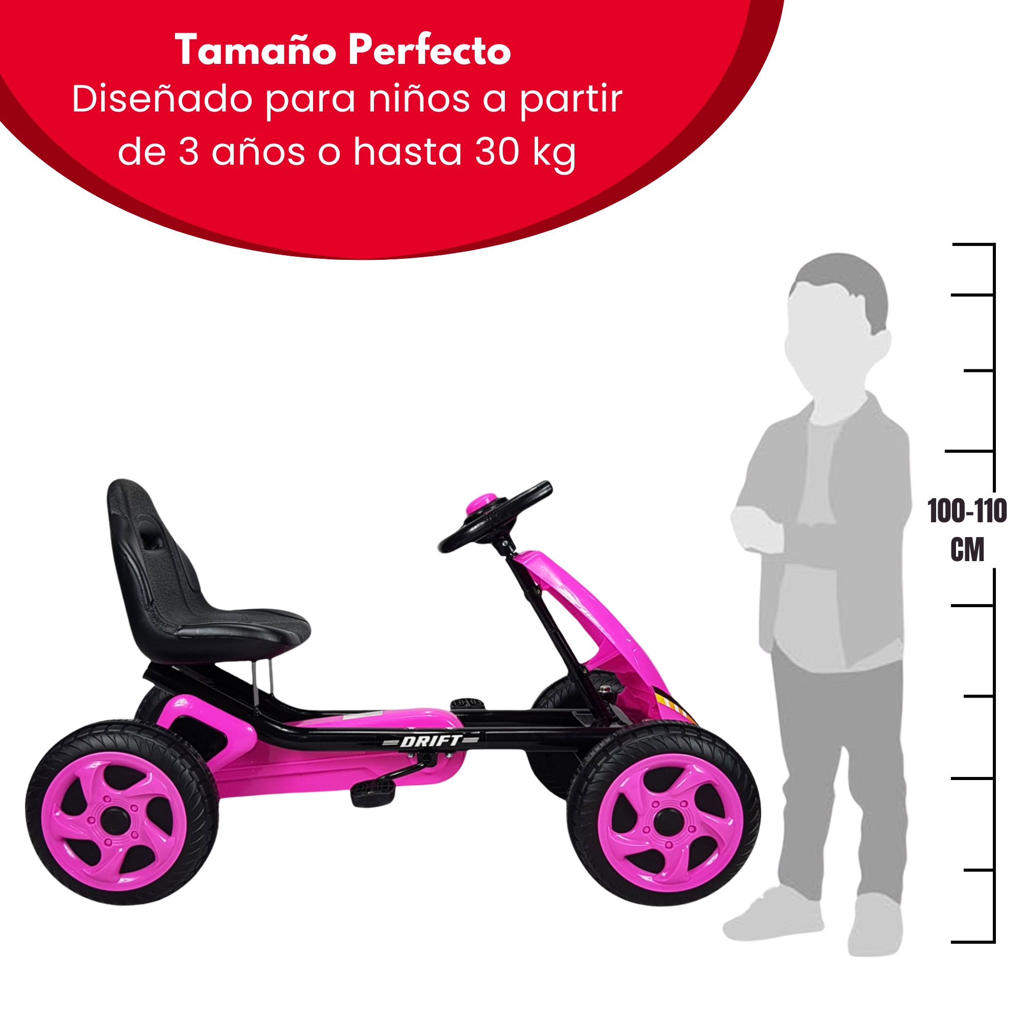 Go Kart para Ninos Avalancha Montable con Pedales 30 kg Rosa