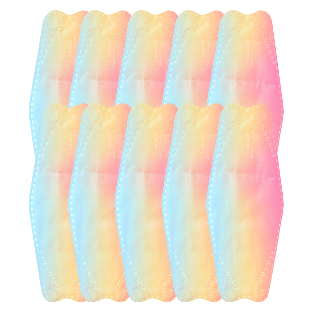 Cubrebocas Kf94 Mascarillas 3d Colores 10pzs Filtración 94% Difuminado Azu-Ama-Ros