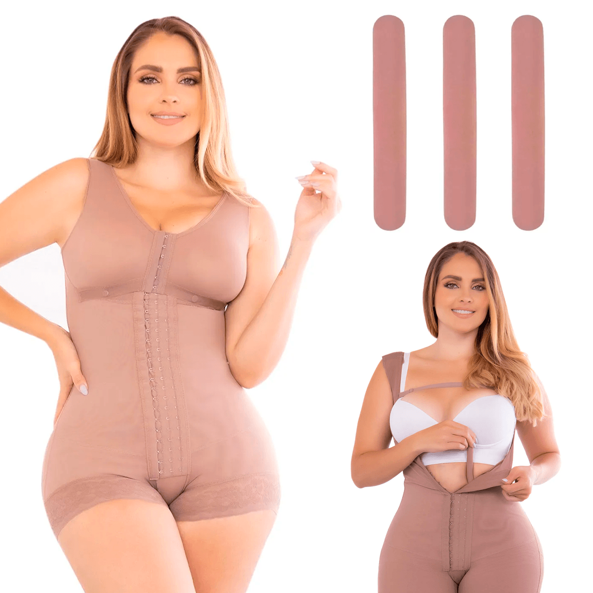 Faja Colombiana Post-Parto Realce Natural Brasier Parcialmente Removible de Regalo Espuma de marcación Abdominal