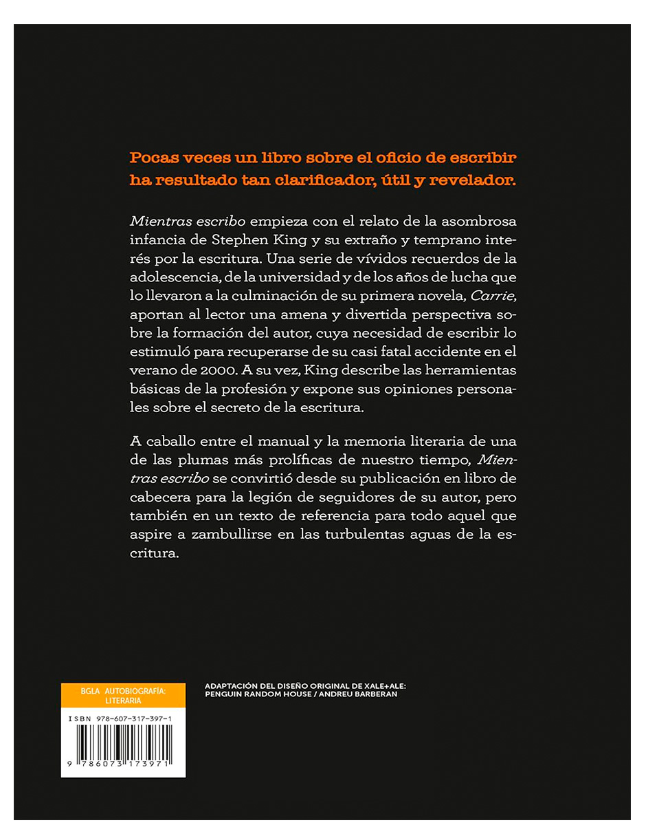 Libro Mientras escribo Autor King, Stephen