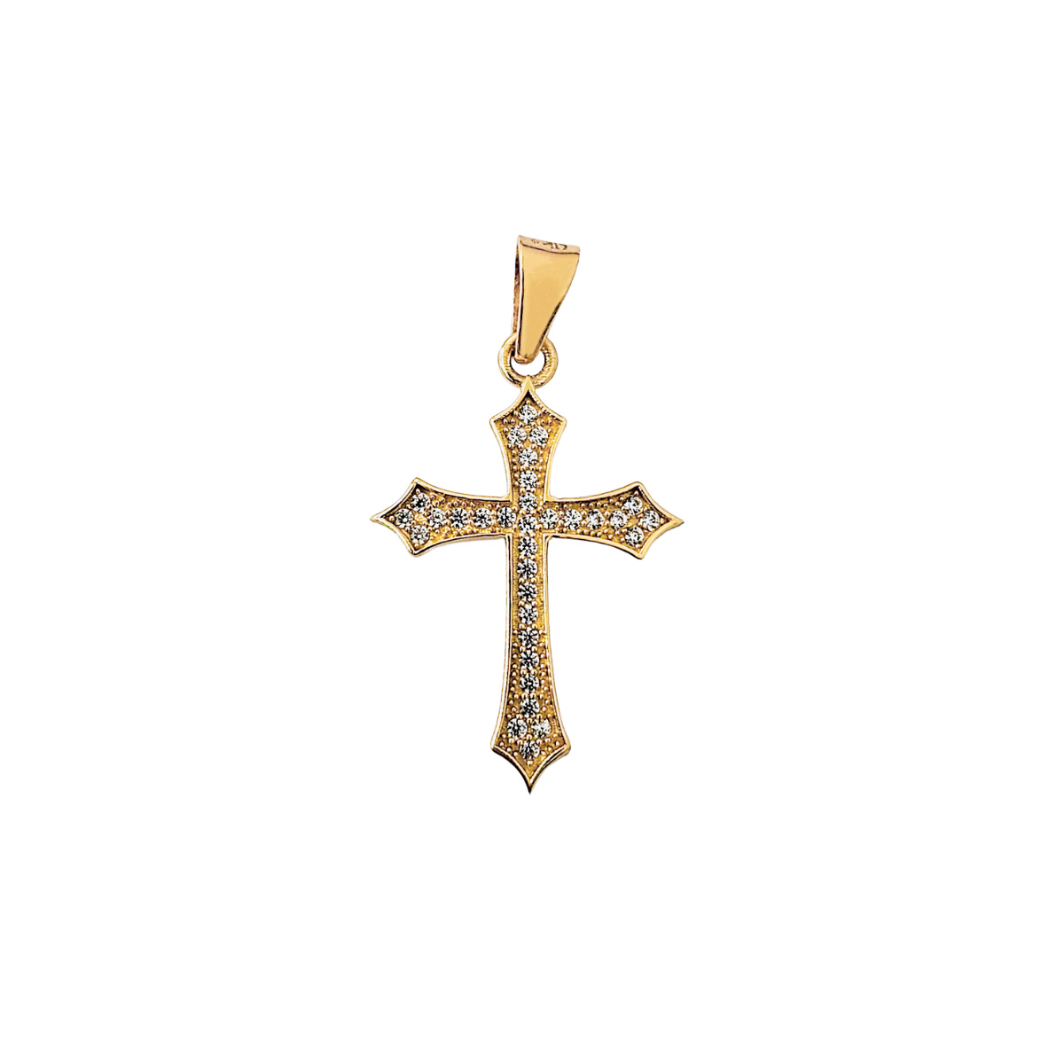 Dije de cruz gótica con piedra zirconia blanca, incluye certificado de la joyería 