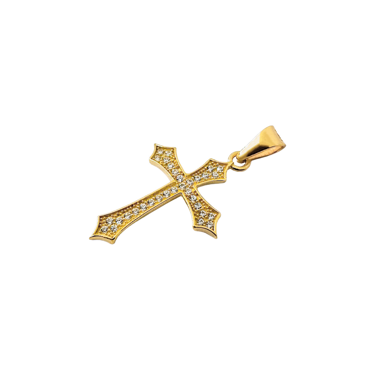 Dije de cruz gótica con piedra zirconia blanca, incluye certificado de la joyería 