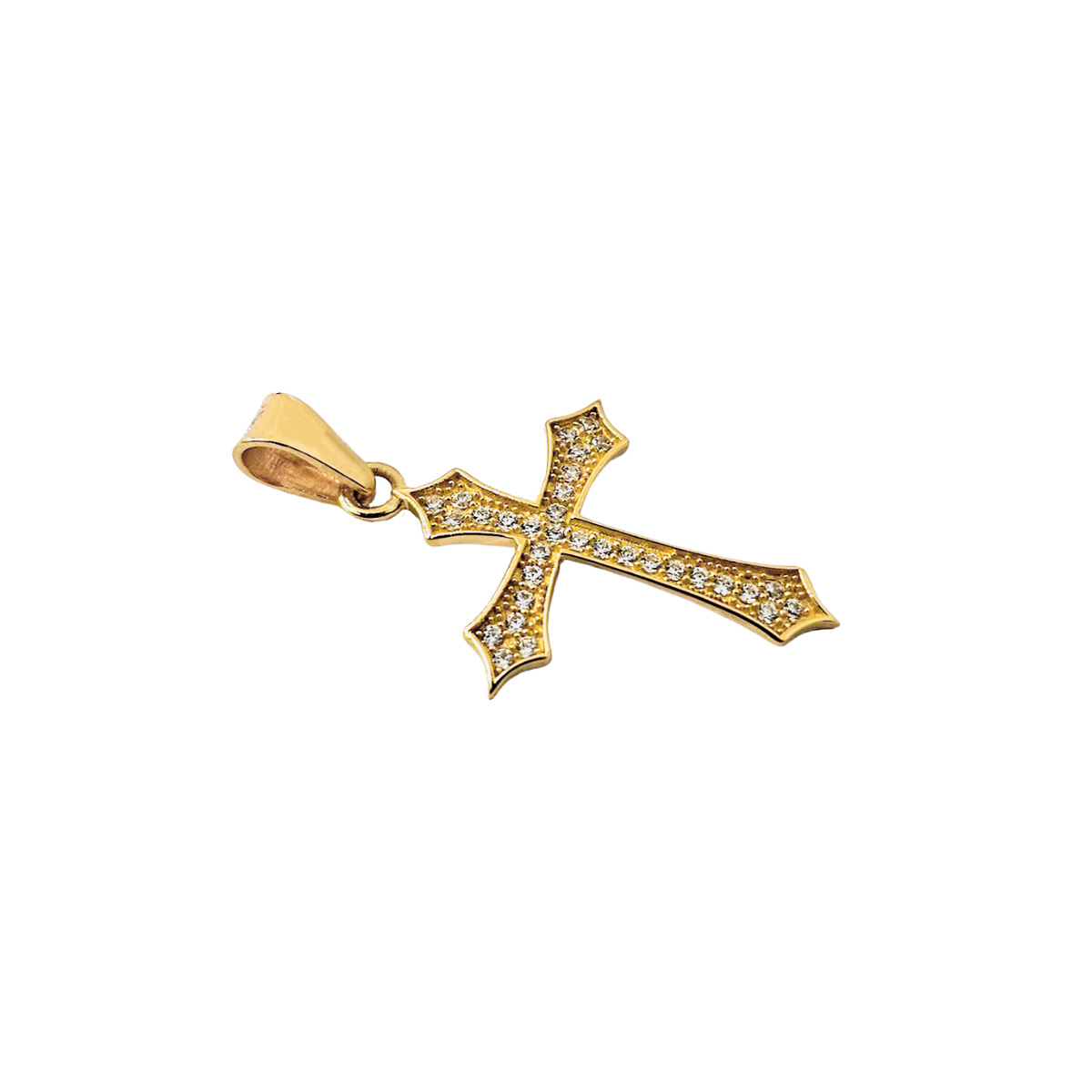 Dije de cruz gótica con piedra zirconia blanca, incluye certificado de la joyería 