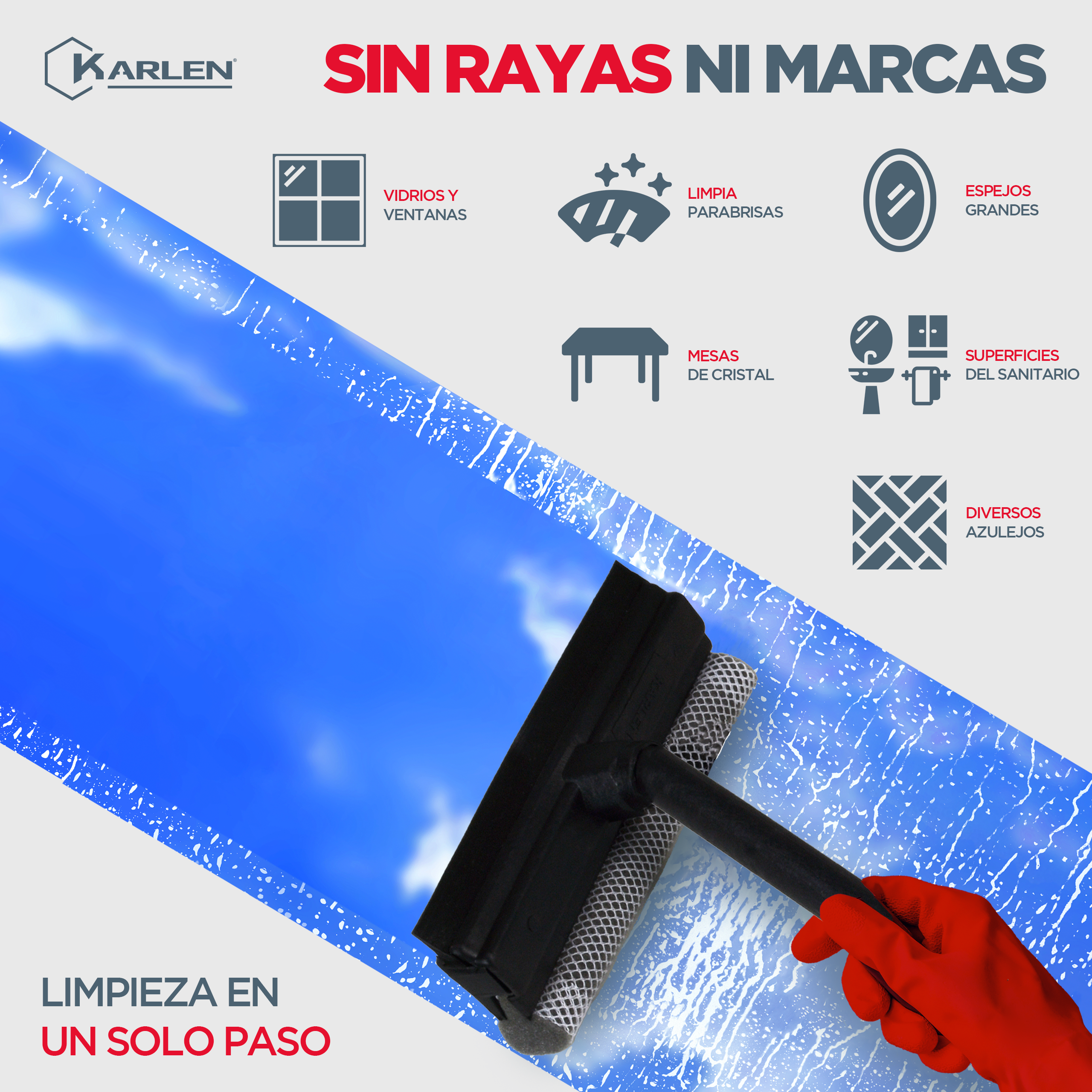 Jalador Limpia Vidrios Escobilla profesional multiusos para ventanas Limpiador de ventanas 2 en 1 Goma y esponja de doble hoja lateral Poste telescópico de aluminio de 49 X 20 CM para gasolinera, vidrio, ducha, parabrisas