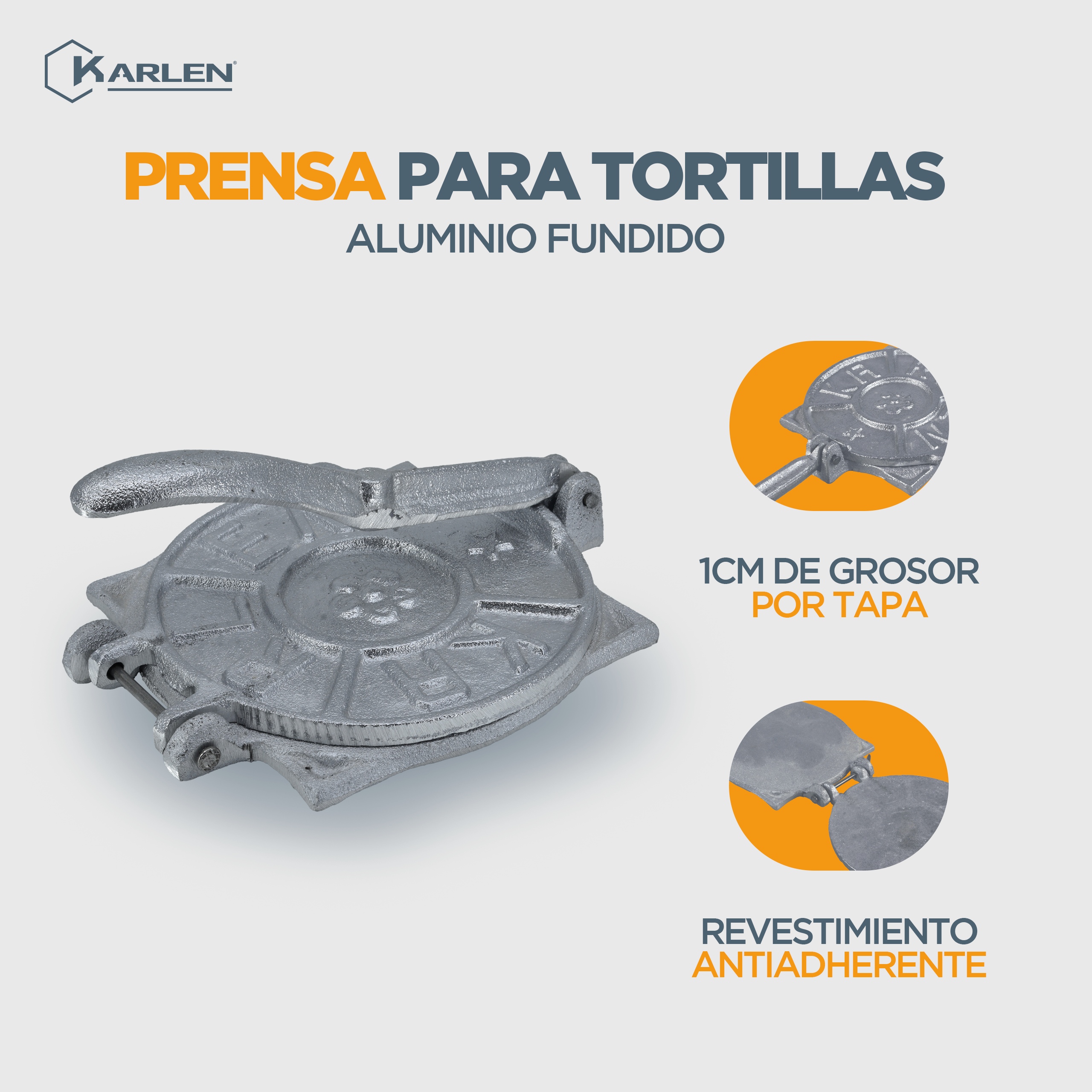 Prensa Para Tortillas  - Calidad - Durabilidad - Manual - Resistente a la corrosión - Hecho de Aluminio fundido - La prensa es muy fácil de usar y limpiar