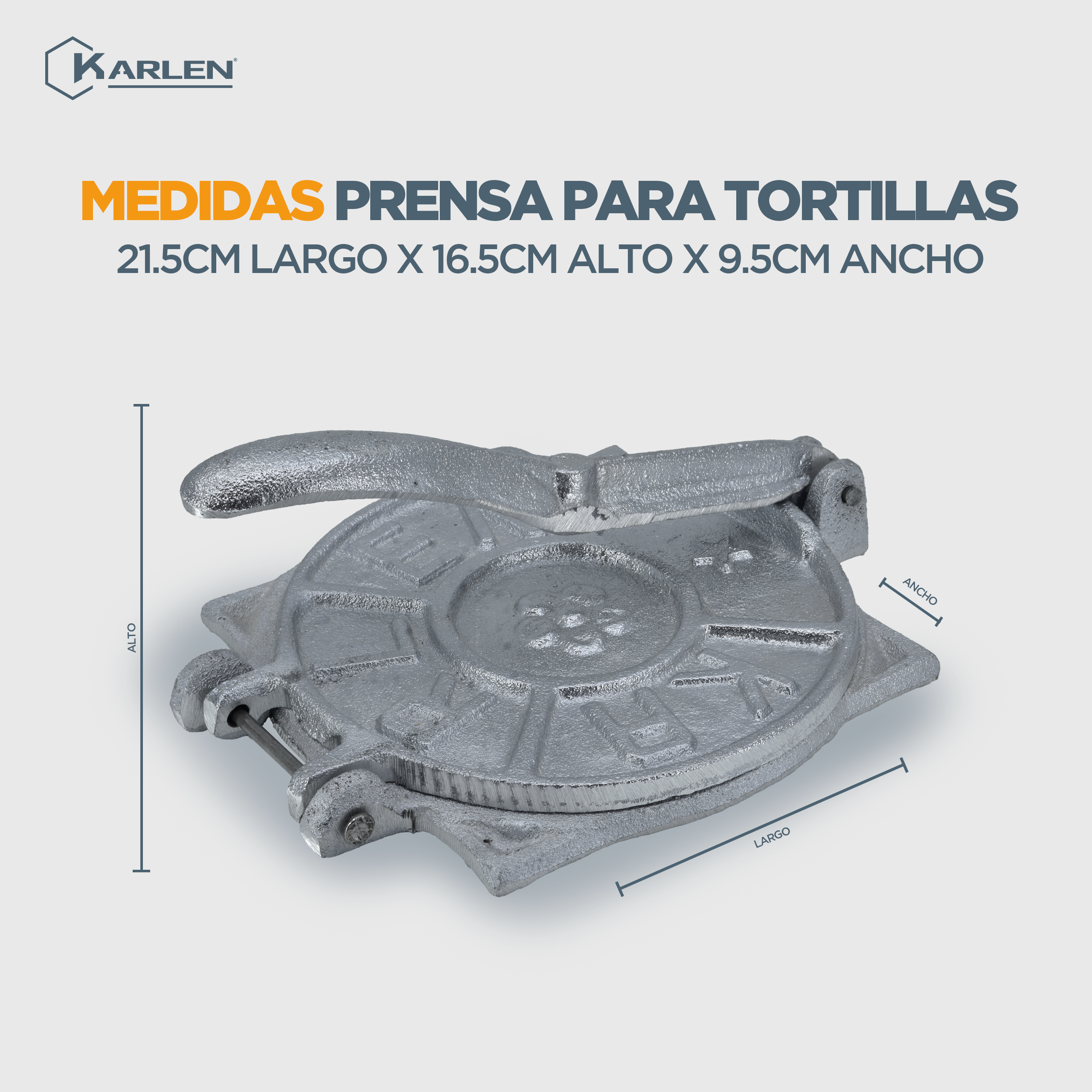 Prensa Para Tortillas  - Calidad - Durabilidad - Manual - Resistente a la corrosión - Hecho de Aluminio fundido - La prensa es muy fácil de usar y limpiar