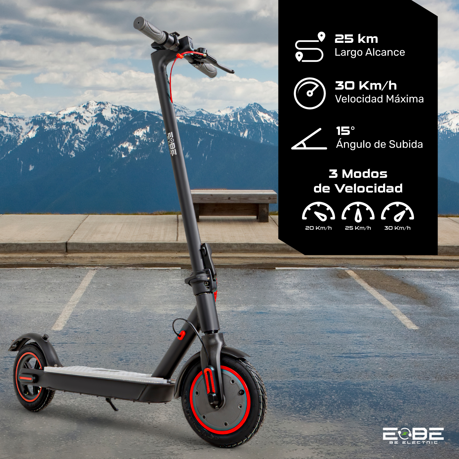 Scooter Electrico Plegable Pantalla Lcd 30km/h Luz Led 350 W Negro
