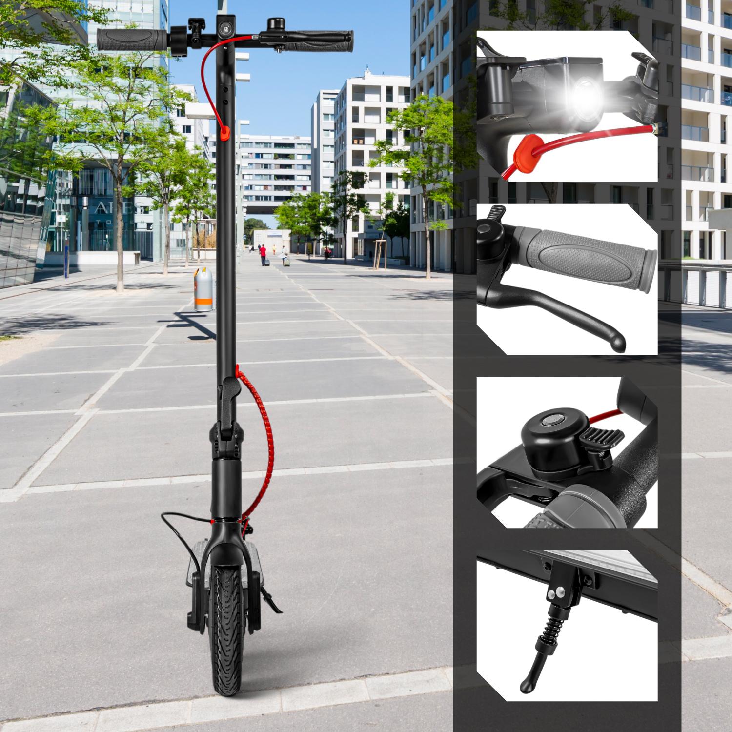 Scooter Electrico Plegable Pantalla Lcd 30km/h Luz Led 350 W Negro