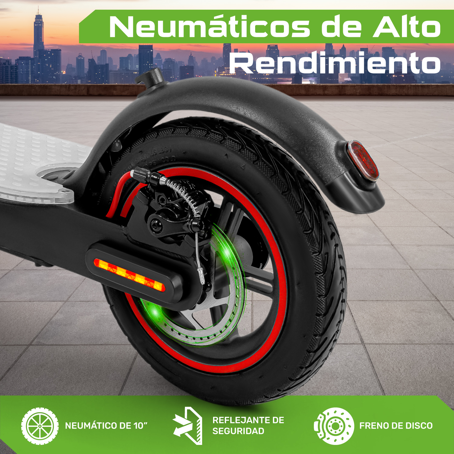 Scooter Electrico Plegable Pantalla Lcd 30km/h Luz Led 350 W Negro