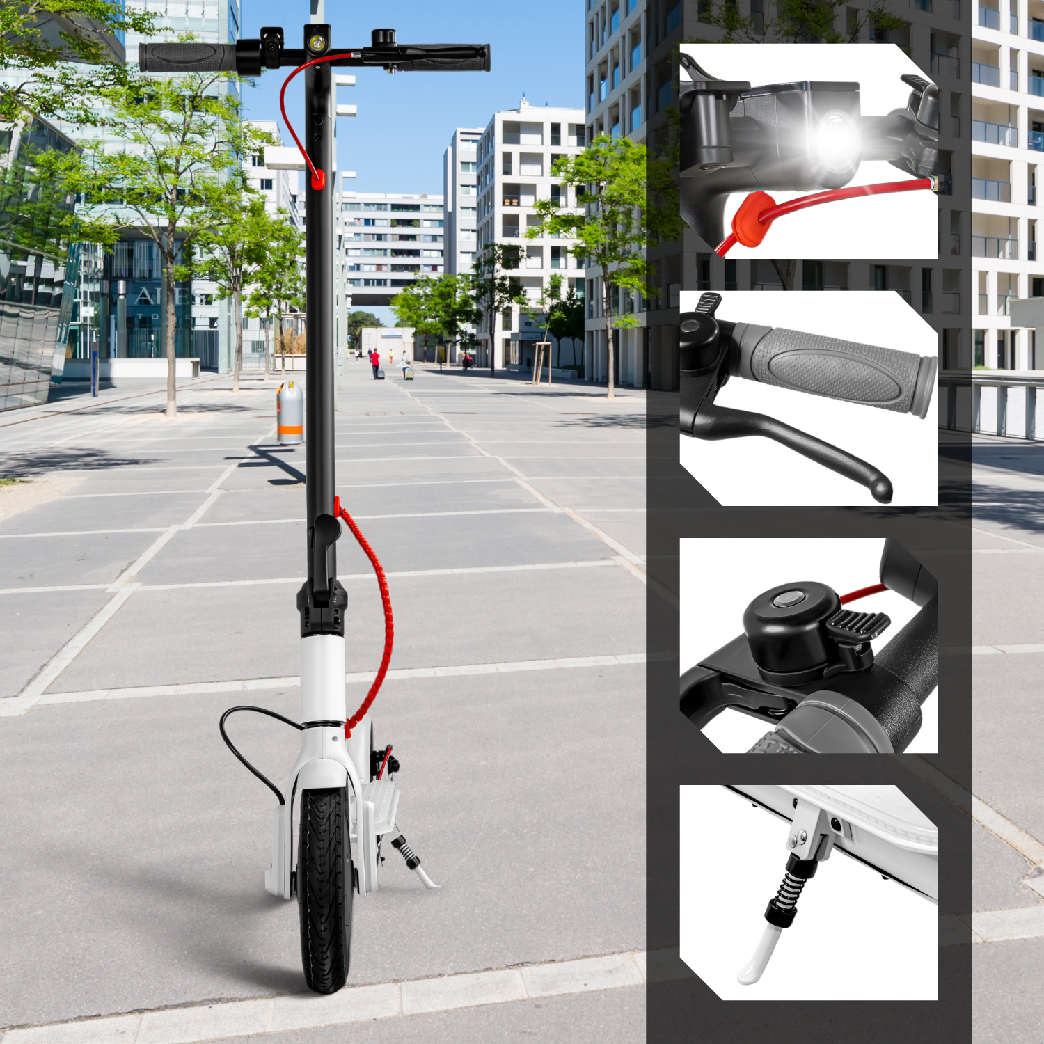 Scooter Electrico Plegable Pantalla Lcd 30km/h Luz Led 350 W Blanco E-Be