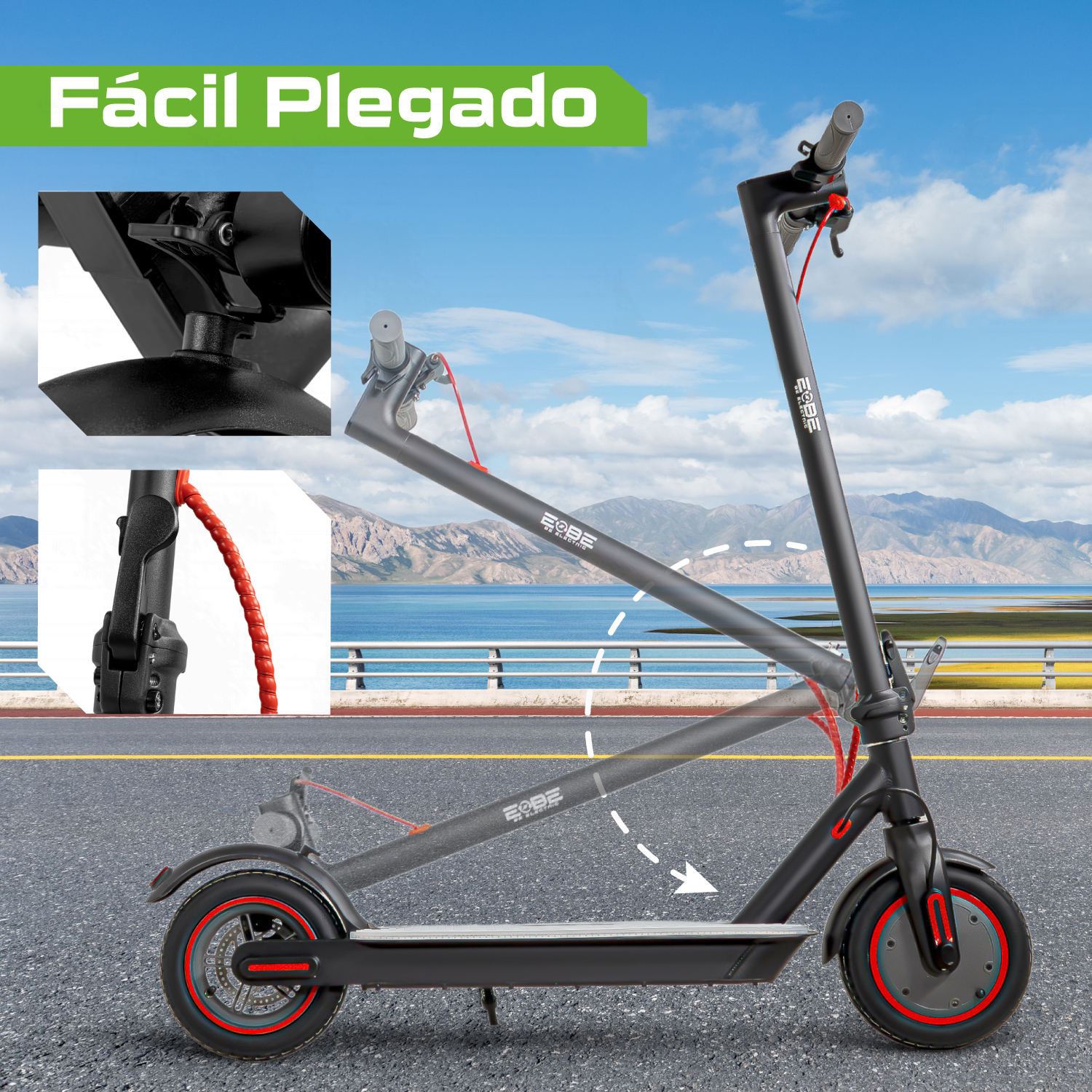 Scooter Electrico Plegable Pantalla Lcd 30km/h Luz Led 350 W Negro