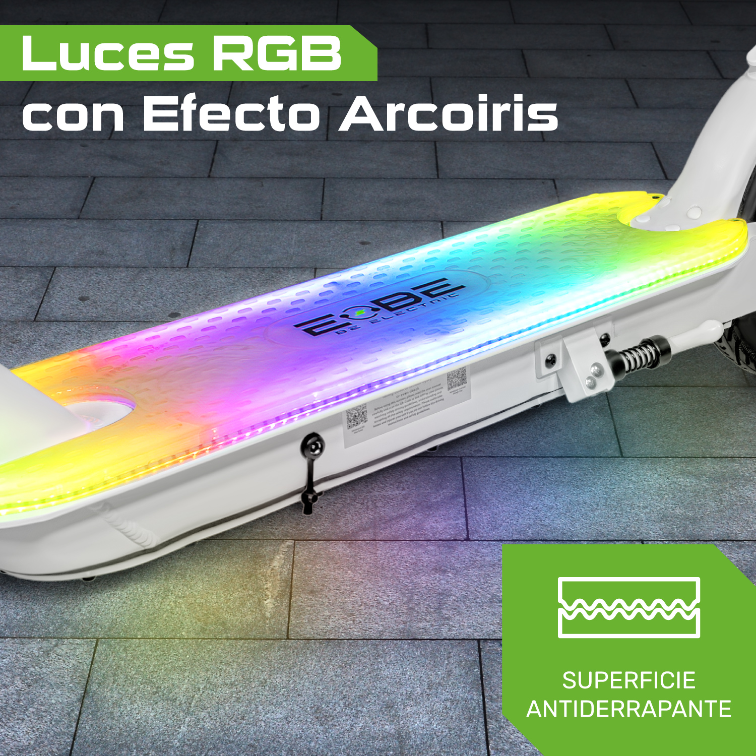Scooter Electrico Plegable Pantalla Lcd 30km/h Luz Led 350 W Blanco E-Be