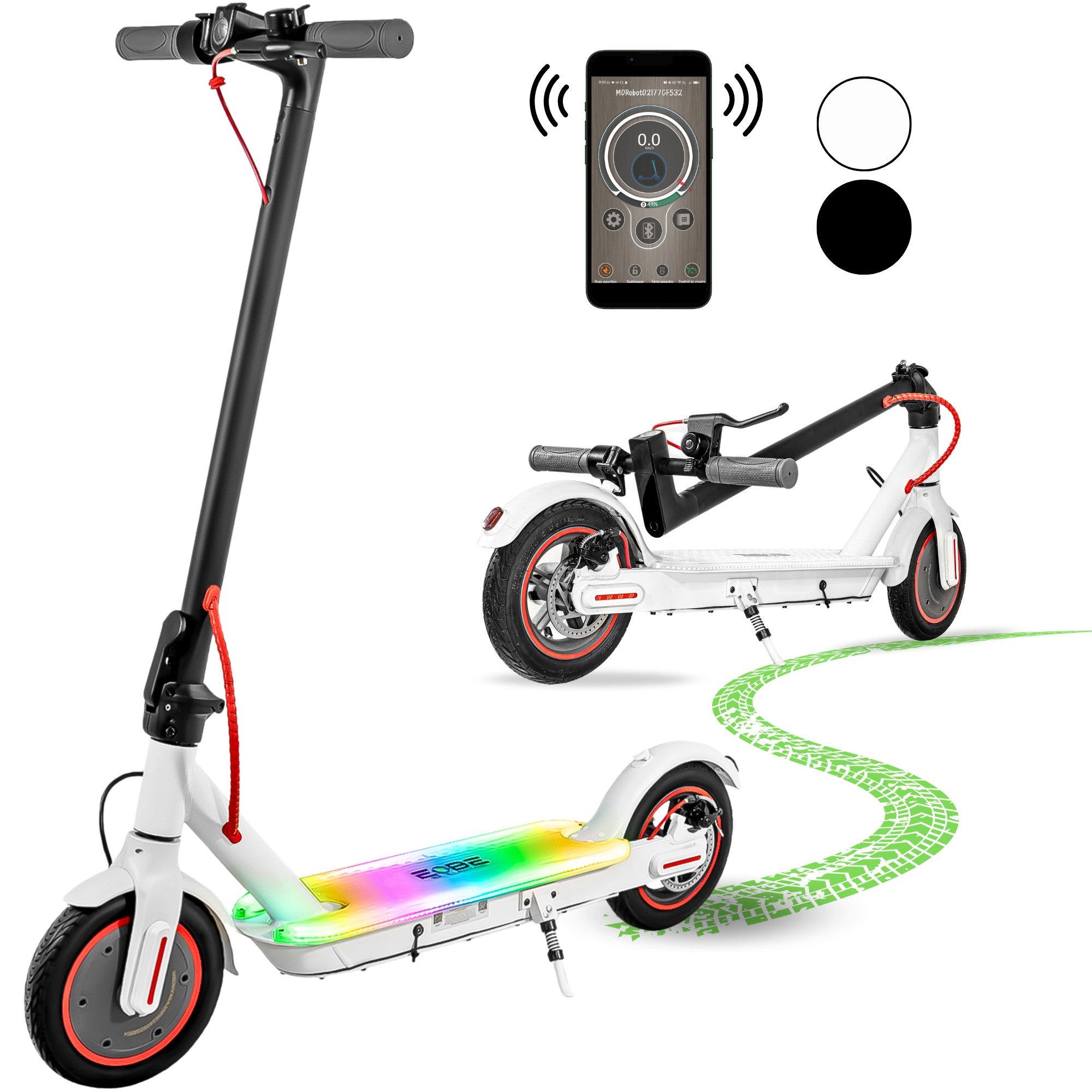 Scooter Electrico Plegable Pantalla Lcd 30km/h Luz Led 350 W Blanco E-Be