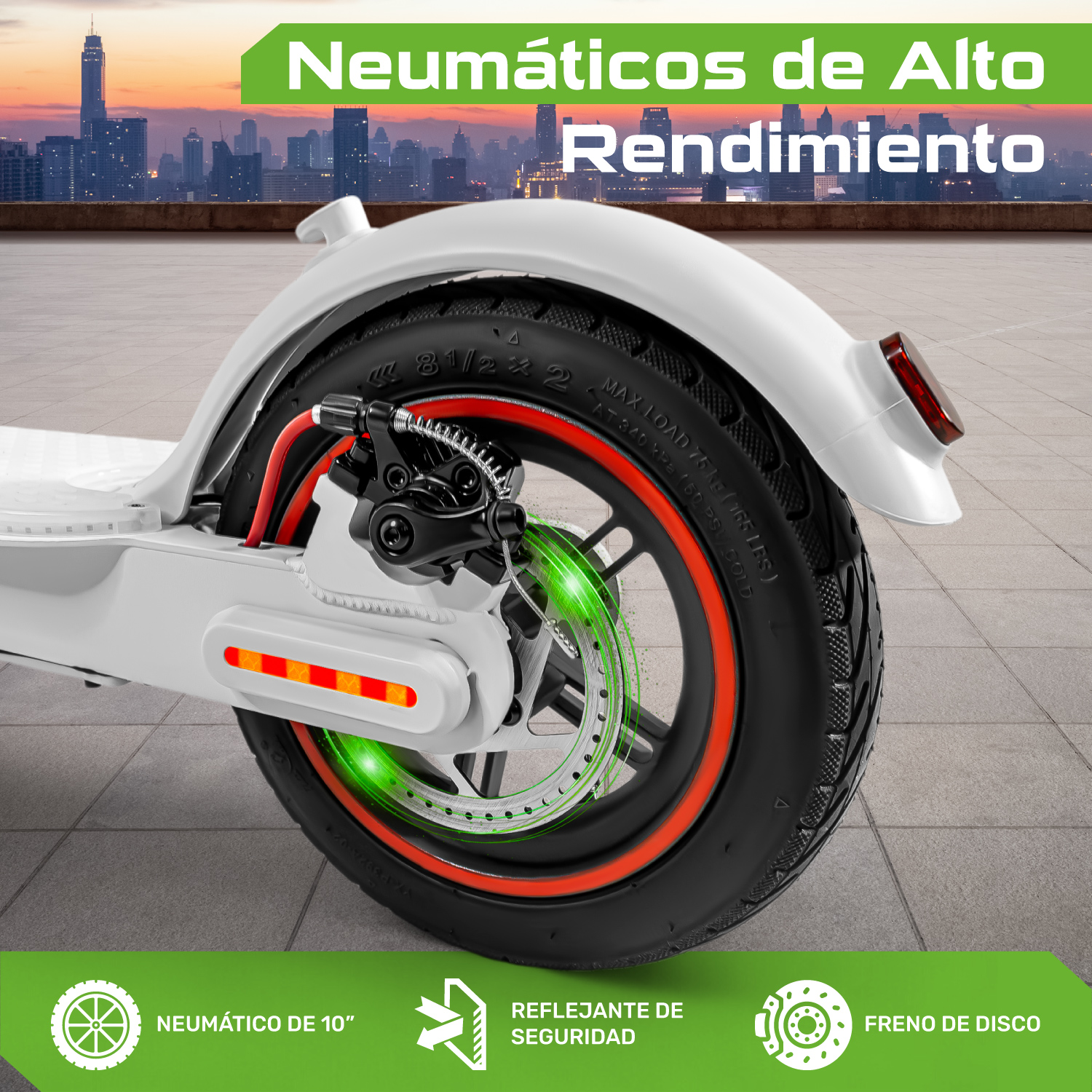 Scooter Electrico Plegable Pantalla Lcd 30km/h Luz Led 350 W Blanco E-Be