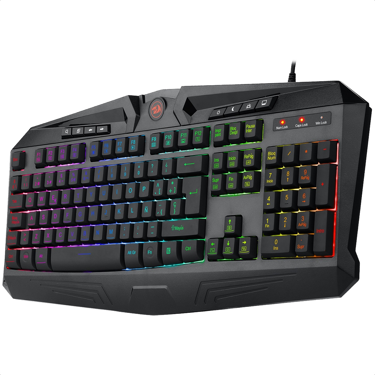 Kit Teclado Mouse Diadema y MousePad Redragon S101-BA-2 Gaming Español.