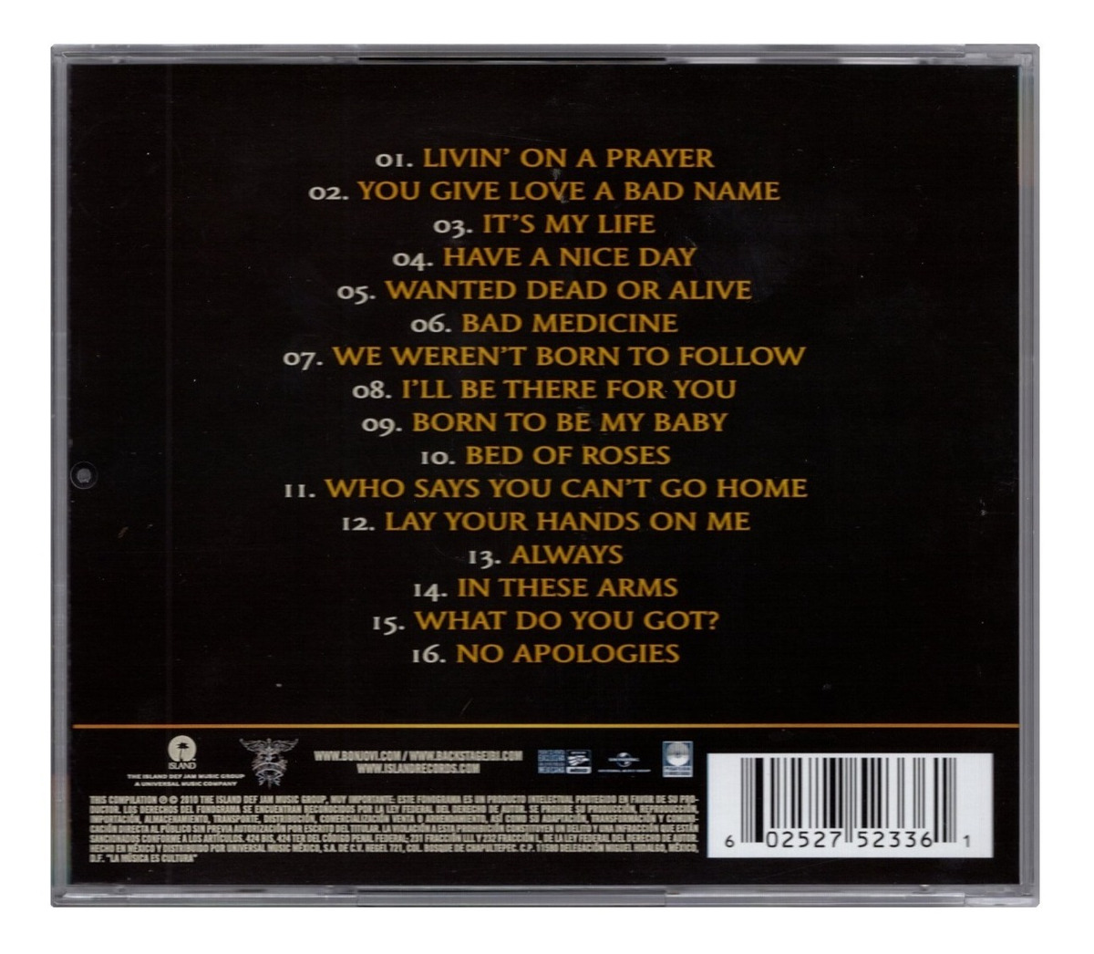 Bon Jovi Greatest Hits Disco Cd.