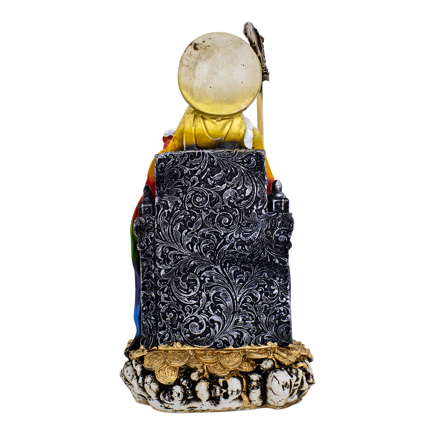 Santa Muerte 7 Potencias Suprema Sentada 30 Cm Curada + Libro