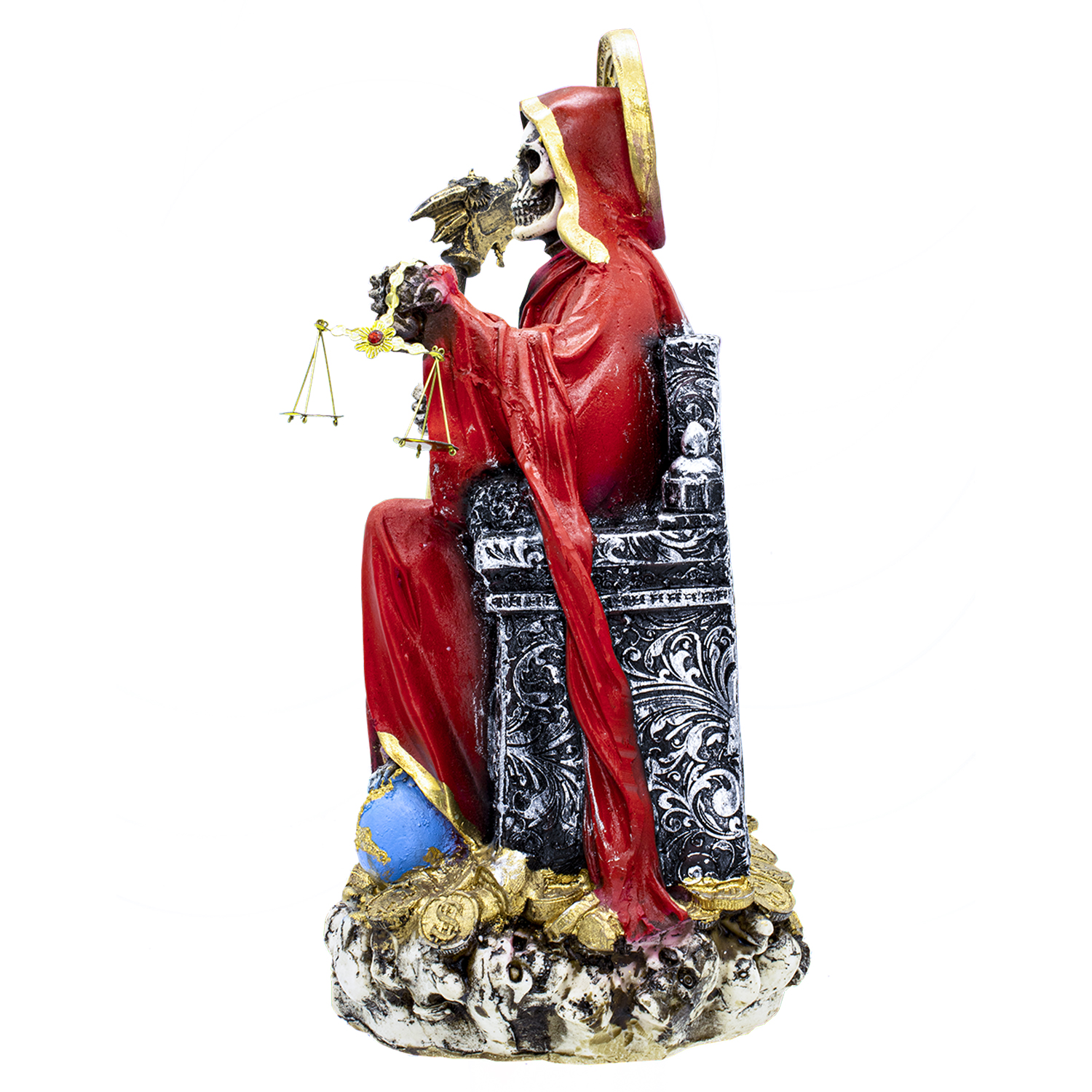 Santa Muerte Reversible Suprema Trono 30 Cm Curada + Libro