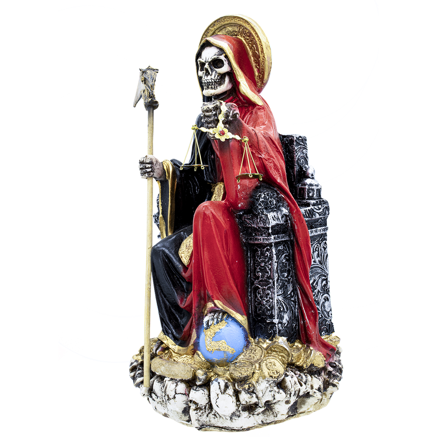 Santa Muerte Reversible Suprema Trono 30 Cm Curada + Libro
