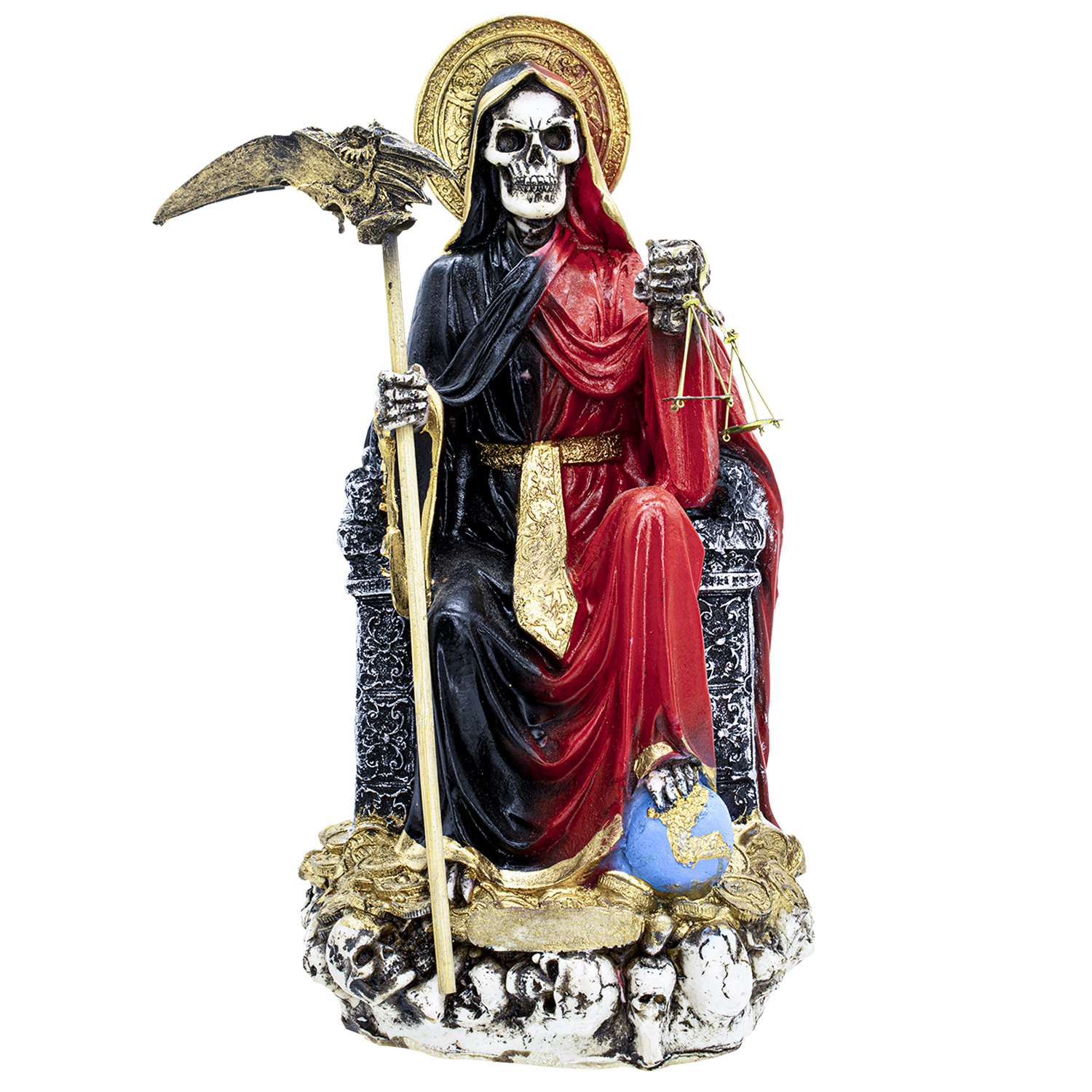 Santa Muerte Reversible Suprema Trono 30 Cm Curada + Libro