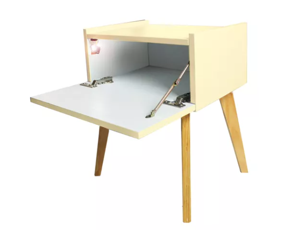 Buro Mesa De Noche Luz Led Niños Mariposa Recámara Amarillo