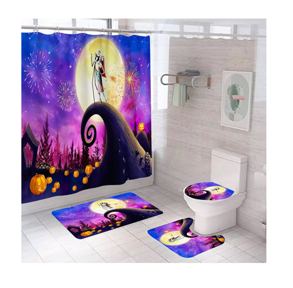 Juegos De Baño Halloween Cortina De Ducha Impermeable Fundas