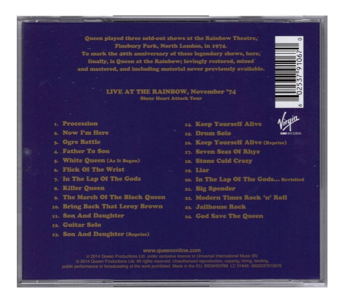 Queen - Live At The Rainbow 74 / Sold Out - Disco Cd