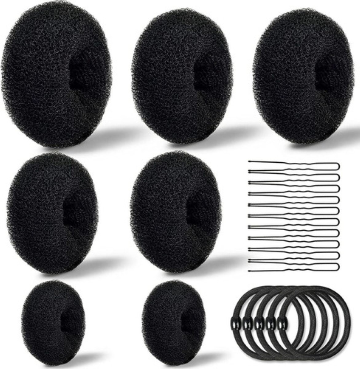 Donas para Chongo Mágico Espuma Con Broche De Cabello Peinados 7 Pzs negro