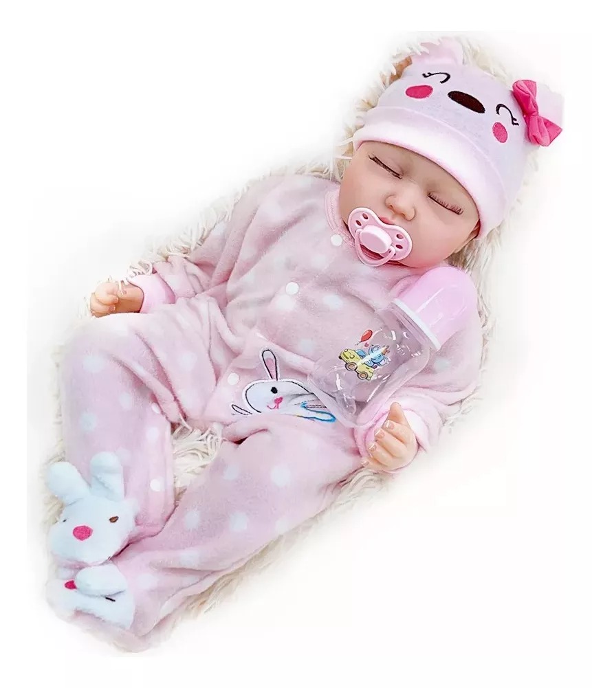 Muñeca Bebé Reborn De Silicona Y Algodón,55cm Niña Durmiendo