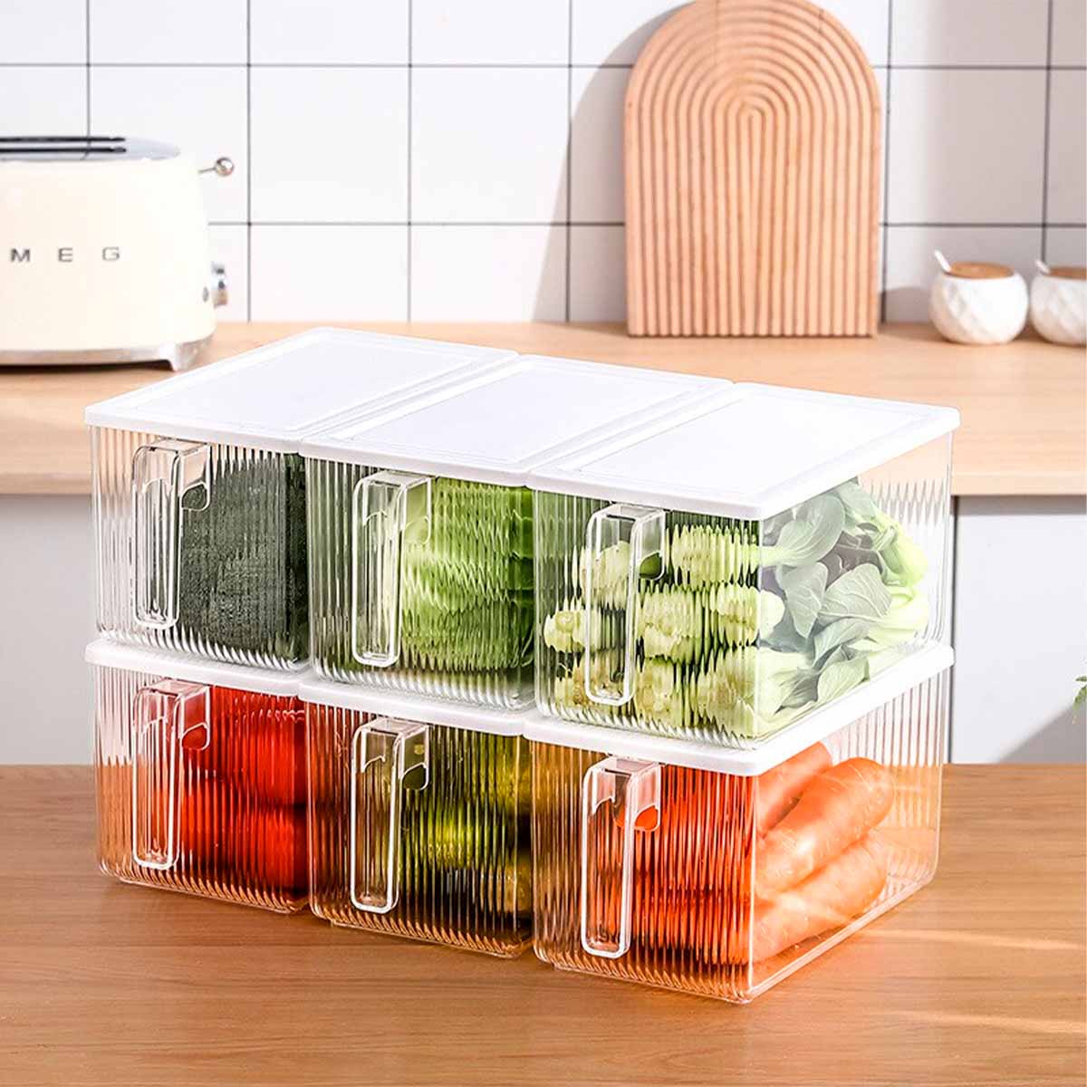 6 organizadores de plástico Brandtrendy con asa para refrigerador