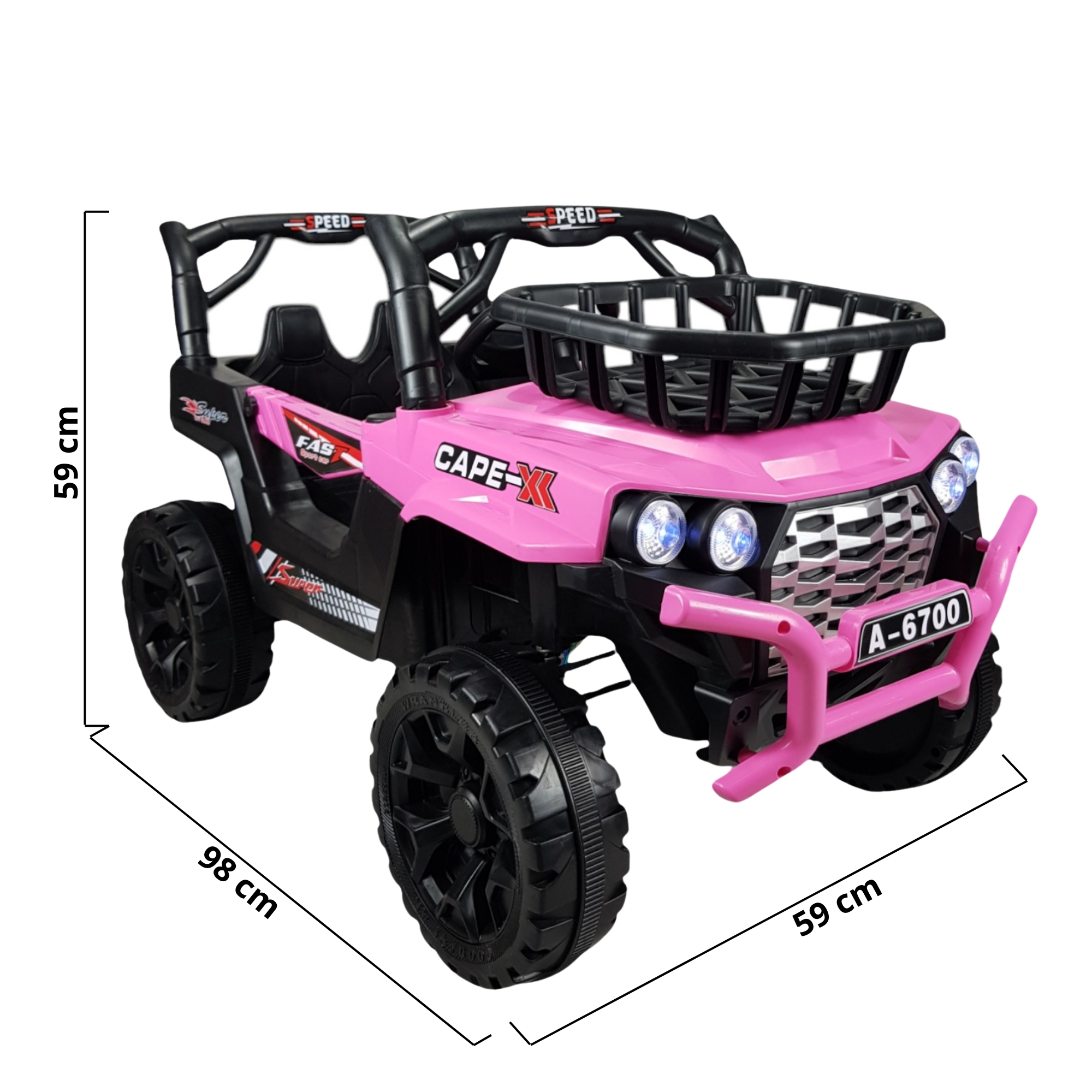 Montable Electrico Control Remoto 12v 4 Motores Musica Luz y Sonido  - Rosa