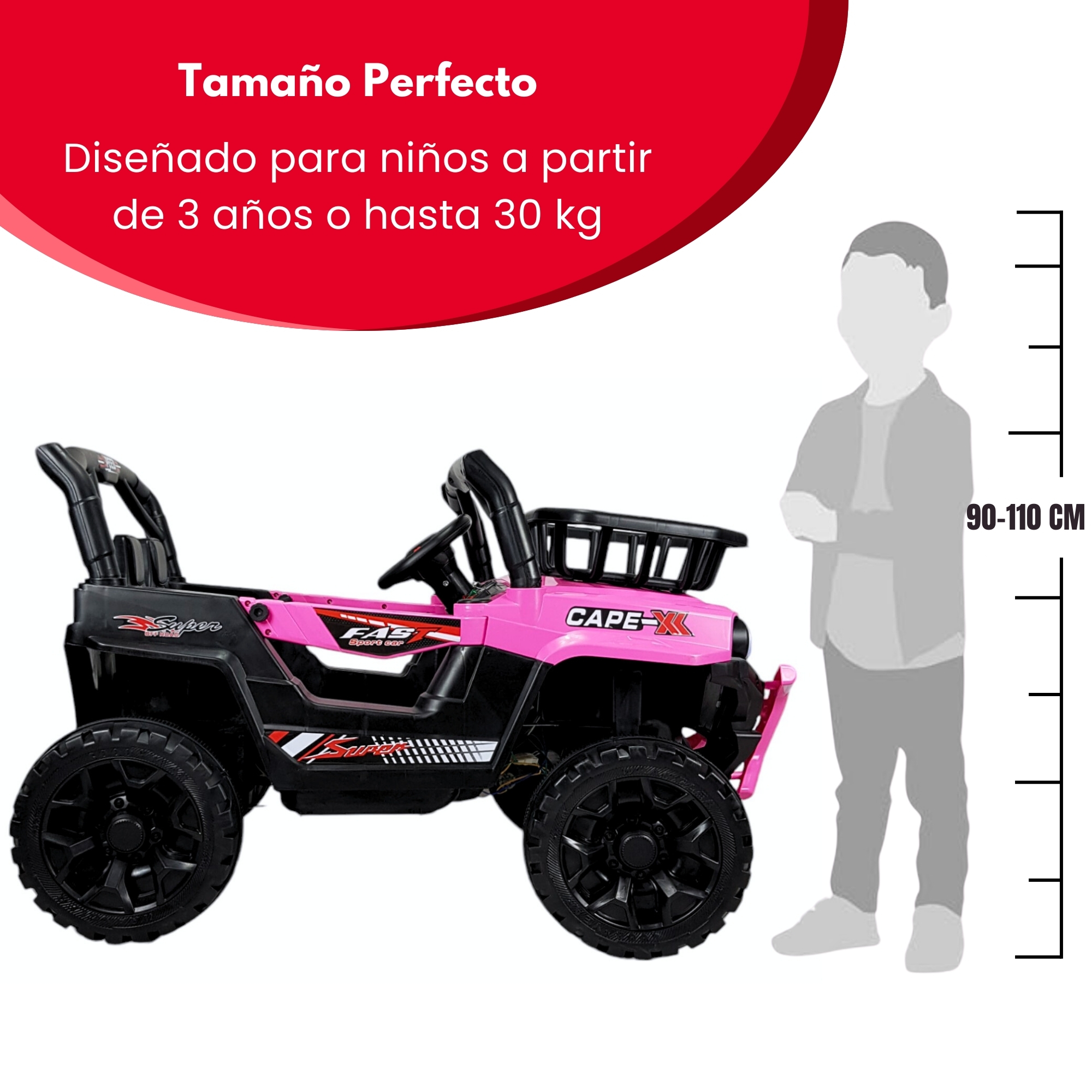 Montable Electrico Control Remoto 12v 4 Motores Musica Luz y Sonido  - Rosa