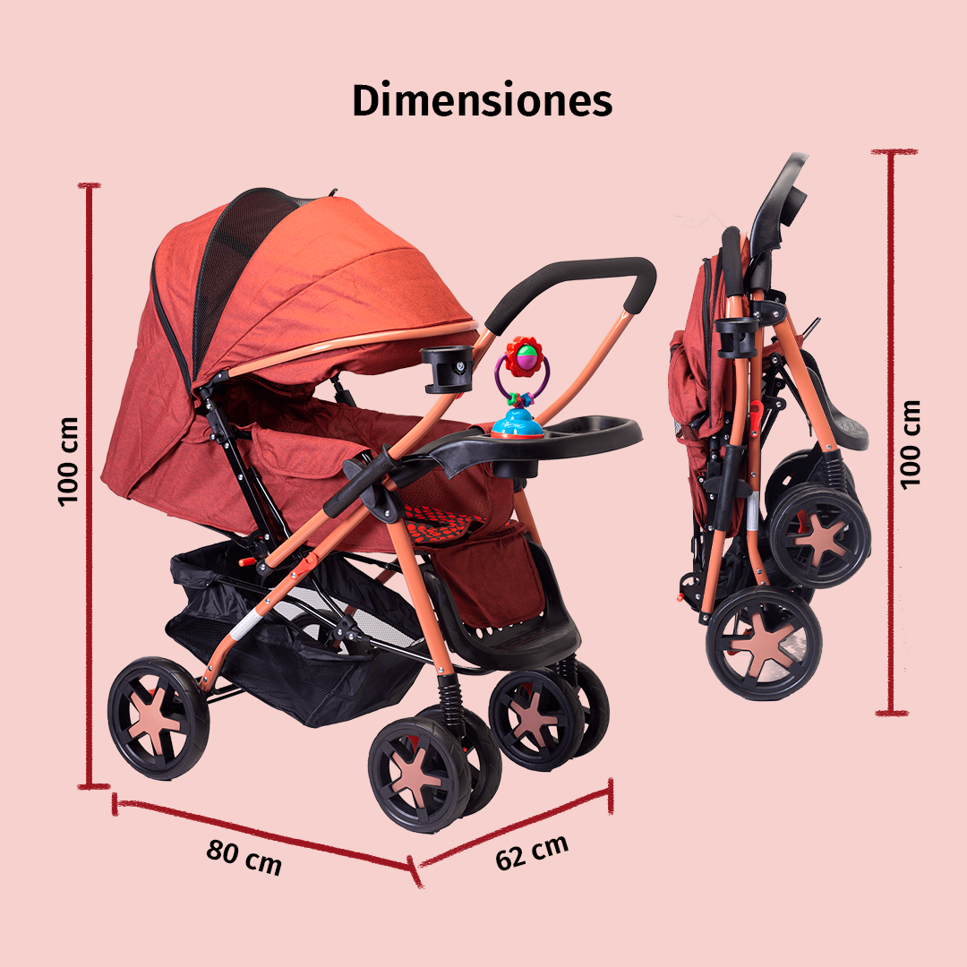 Carriola Starkids Linx Reversible Mosquitero Reclinable Rojo