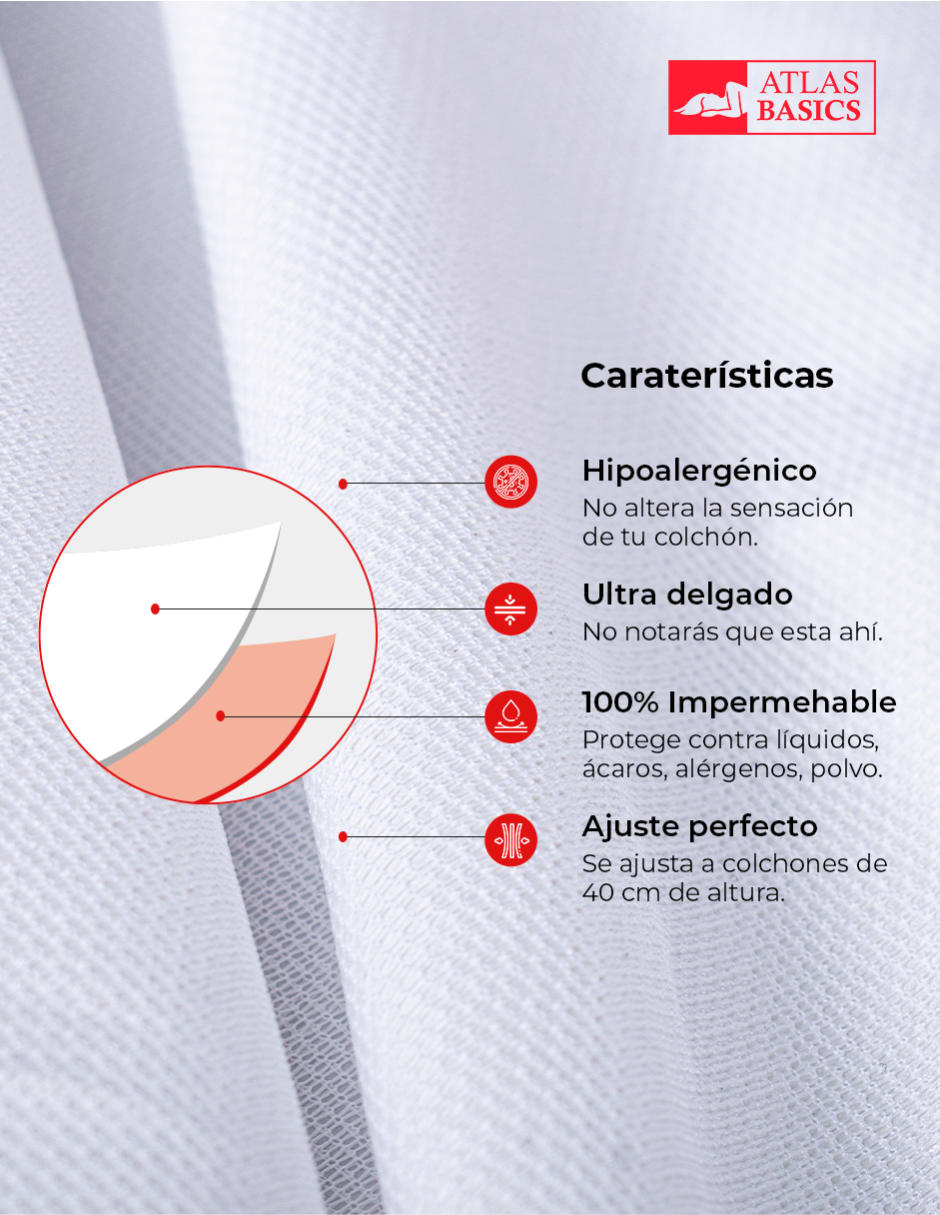 Cubre Colchón Individual Impermeable Ultra Delgado