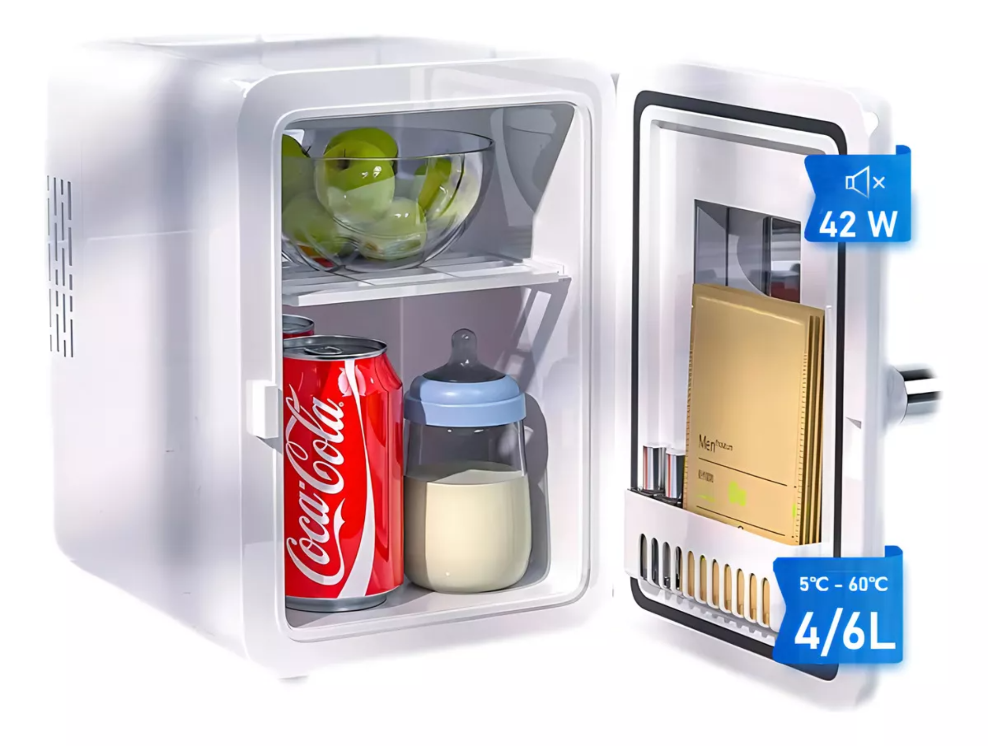  Frigobar Mini Refrigerador Blanco 4l 42w Lagom Pa5-4l Con Estante compartimento Hogar vehículo 5c Enfriamiento 60c Calentamiento Almacena Crema Serum Loción Mascarilla Leche Materna Insulina Cerveza