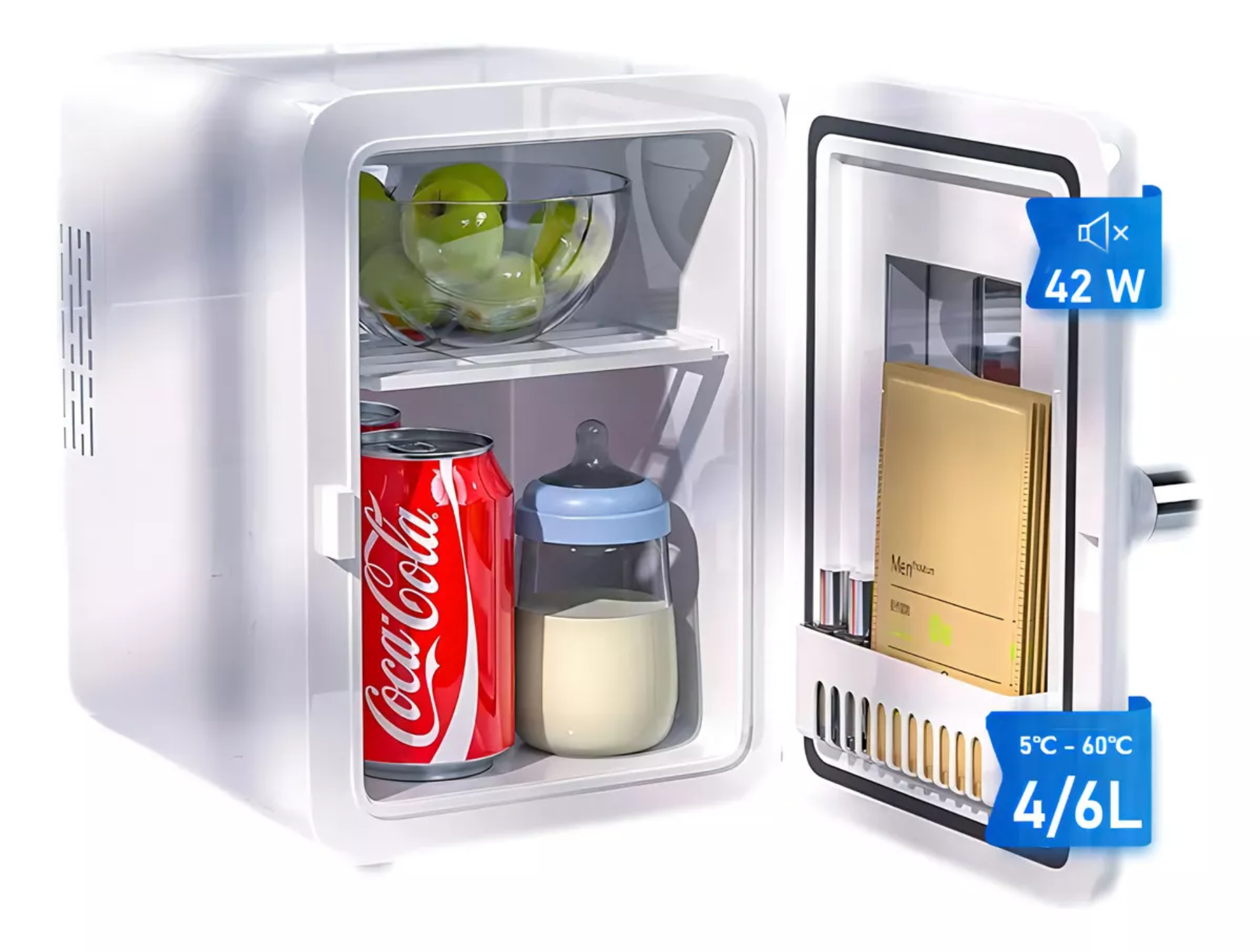  Frigobar Mini Refrigerador Blanco  4l 42w Lagom Pa5-4l Con Estante compartimento Hogar vehículo 5c Enfriamiento 60c Calentamiento Almacena Crema Serum Loción Mascarilla Leche Materna Insulina Cerveza